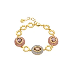 Pulsera de Cristal Marrón acabado en oro amarillo de 18k - Amarke