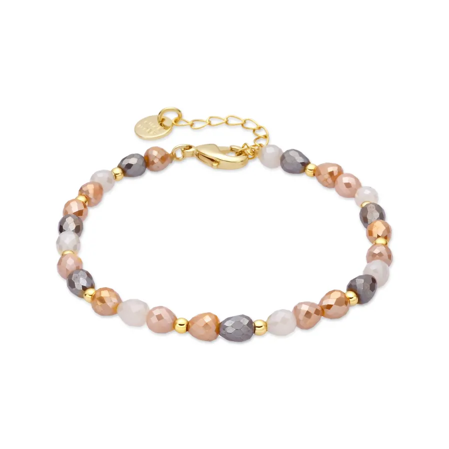 Pulsera de Cristal Marron acabado en oro amarillo 18k - Likdu