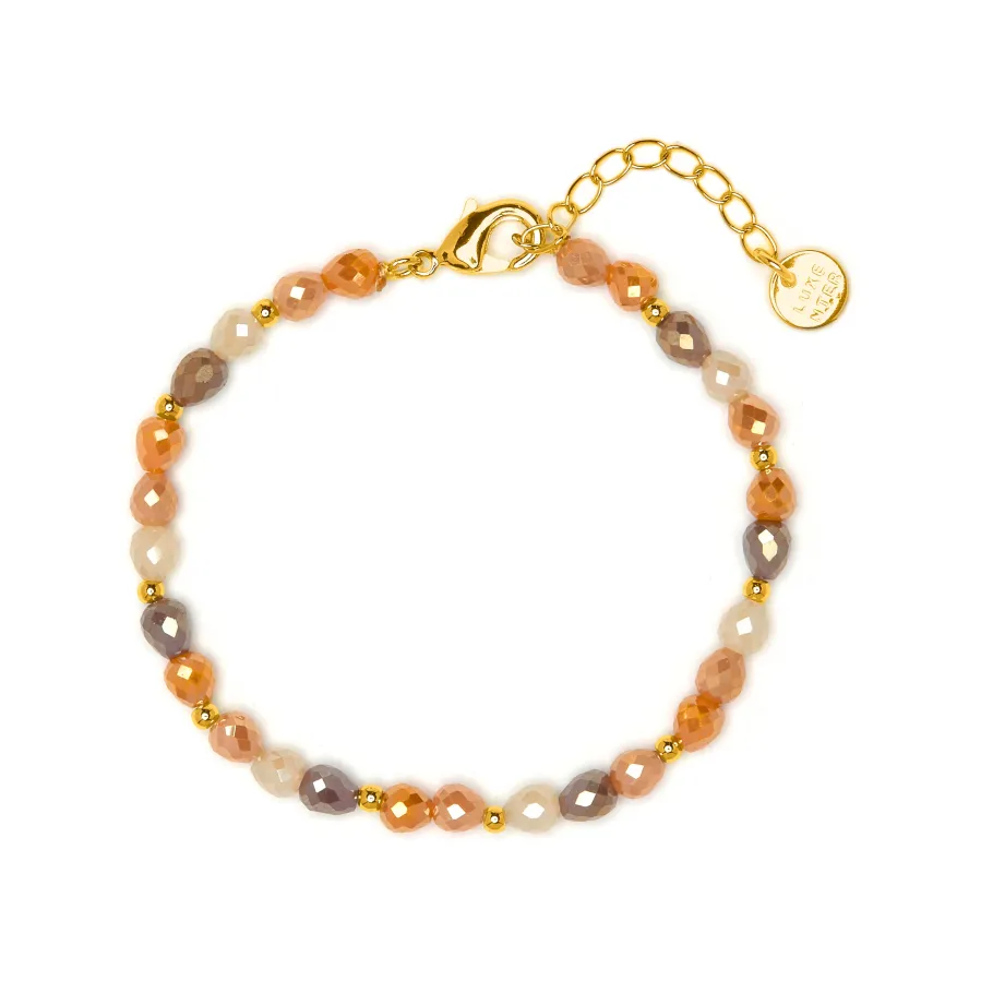 Pulsera de Cristal Marron acabado en oro amarillo 18k - Likdu