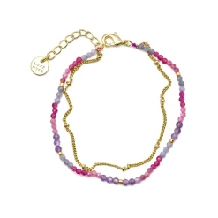 Pulsera de Cristal Morado acabada en oro amarillo 18K - Aiel