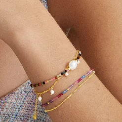 Pulsera de Cristal Morado acabada en oro amarillo 18K - Aiel