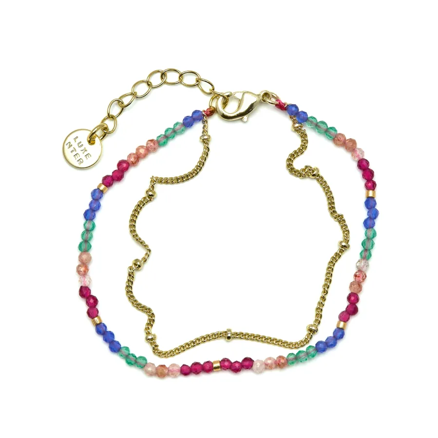 Pulsera de Cristal Multicolor acabada en oro amarillo 18K - Aiel