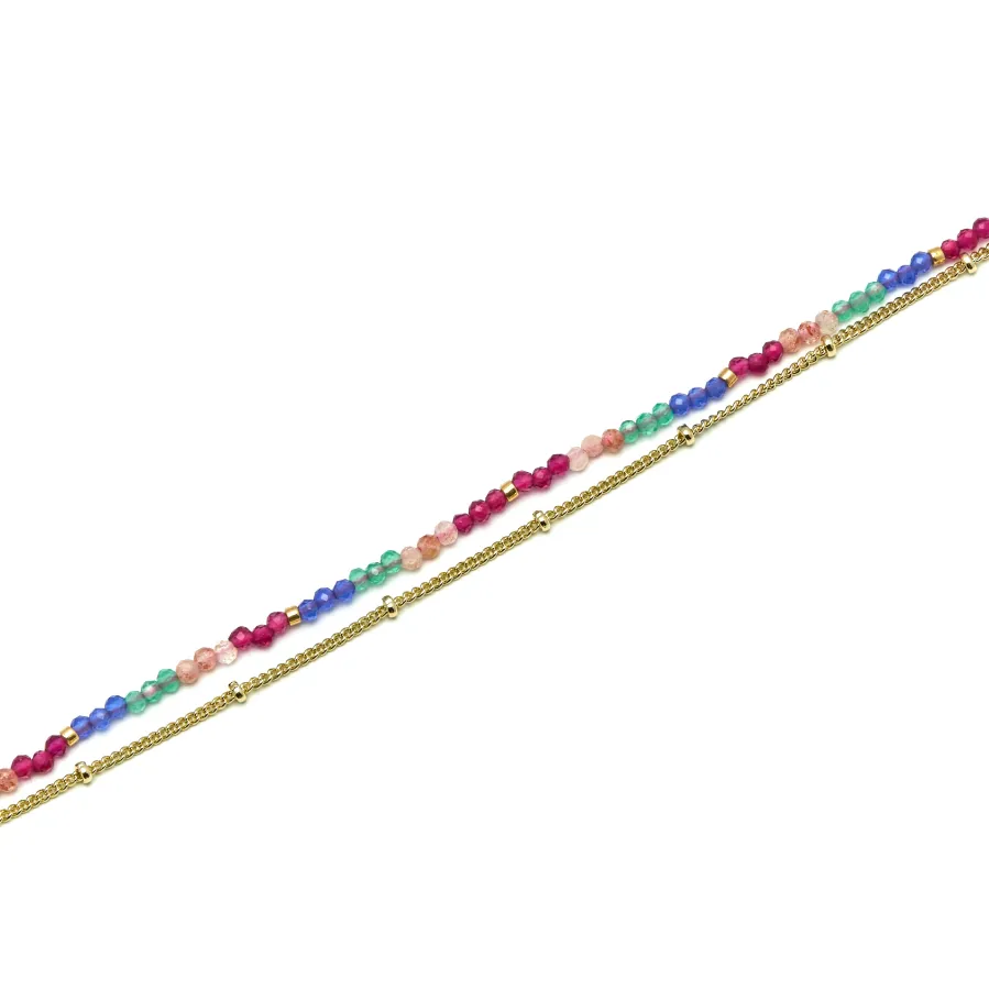 Pulsera de Cristal Multicolor acabada en oro amarillo 18K - Aiel
