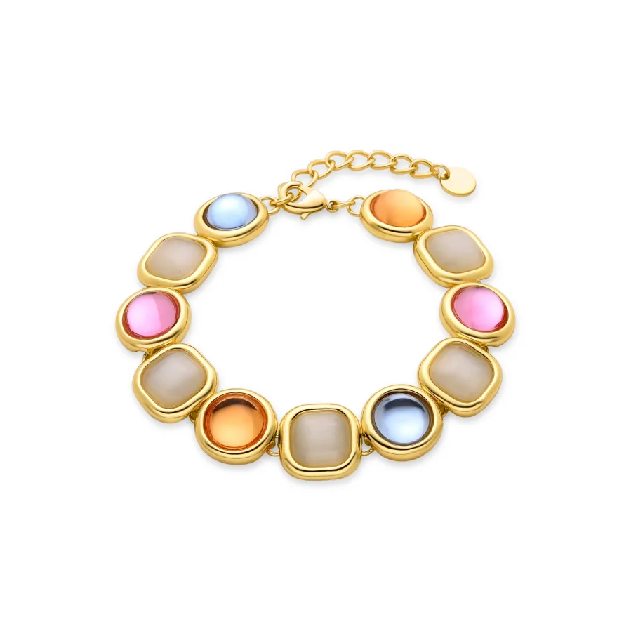 Pulsera de Cristal Multicolor acabada en oro amarillo 18K - Mantis