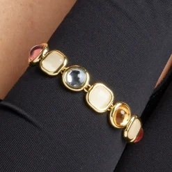 Pulsera de Cristal Multicolor acabada en oro amarillo 18K - Mantis