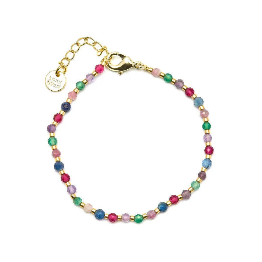 Pulsera de Cristal Multicolor acabada en oro amarillo 18K - Aiel