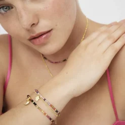Pulsera de Cristal Multicolor acabada en oro amarillo 18K - Raxsu