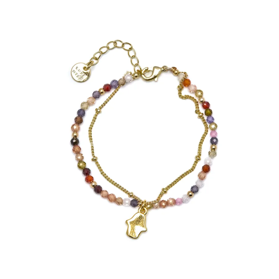 Pulsera de Cristal Multicolor acabada en oro amarillo 18K - Raxsu