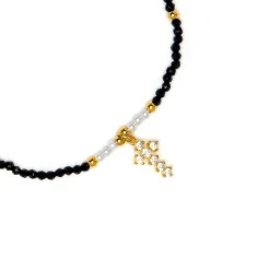 Pulsera de Cristal Negro acabado en oro amarillo 18k - Nyali