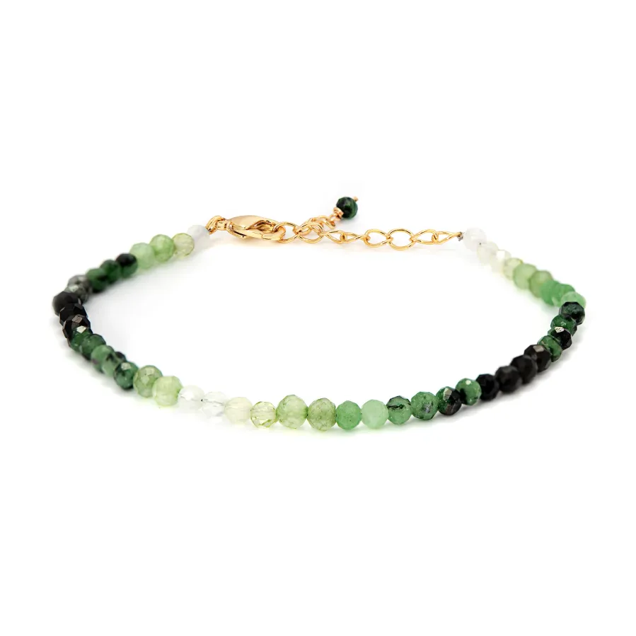 Pulsera de Cristal Verde acabada en oro amarillo 18K - Halok