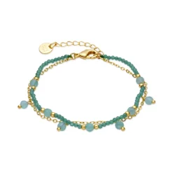 Pulsera de Cristal Verde acabado en oro amarillo 18k - Aira