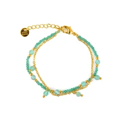 Pulsera de Cristal Verde acabado en oro amarillo 18k - Aira