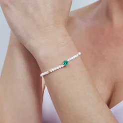 Pulsera de Cuarzo Hidrotermal Verde Paraiba acabado en oro amarillo de 18k - Neori