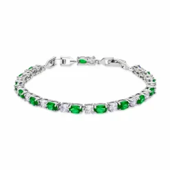 Pulsera de Cuarzo Hidrotermal Verde Paraiba acabado en rodio - Manlor