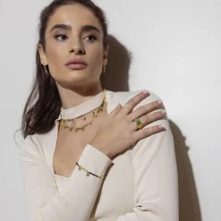Pulsera de Cuarzo Hidrotermal Onix acabada en oro amarillo 18K- Ribed