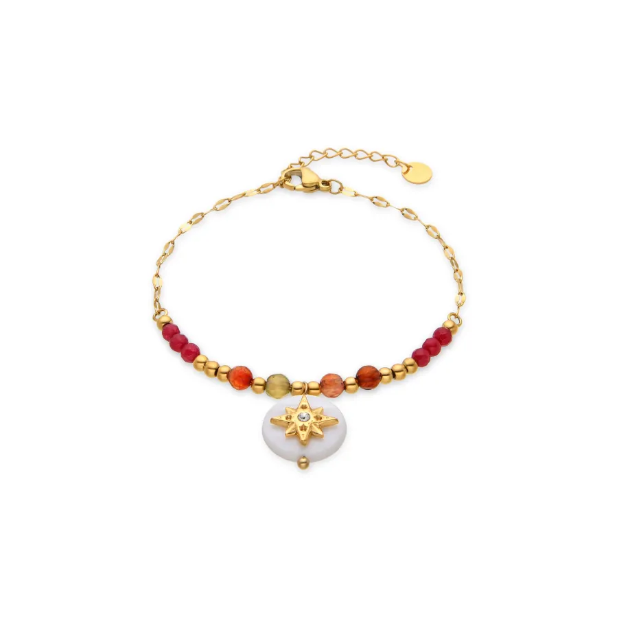 Pulsera de Madreperla Blanca acabada en oro amarillo 18K - Zador