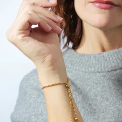 Pulsera de Madreperla Blanca acabada en oro amarillo 18K - Alphabet