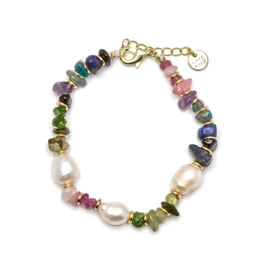 Pulsera de Multicolor Piedra Natural acabada en oro amarillo 18K - Kasyo