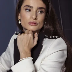 Pulsera de Perla Blanca acabada en oro amarillo 18K- Unwe