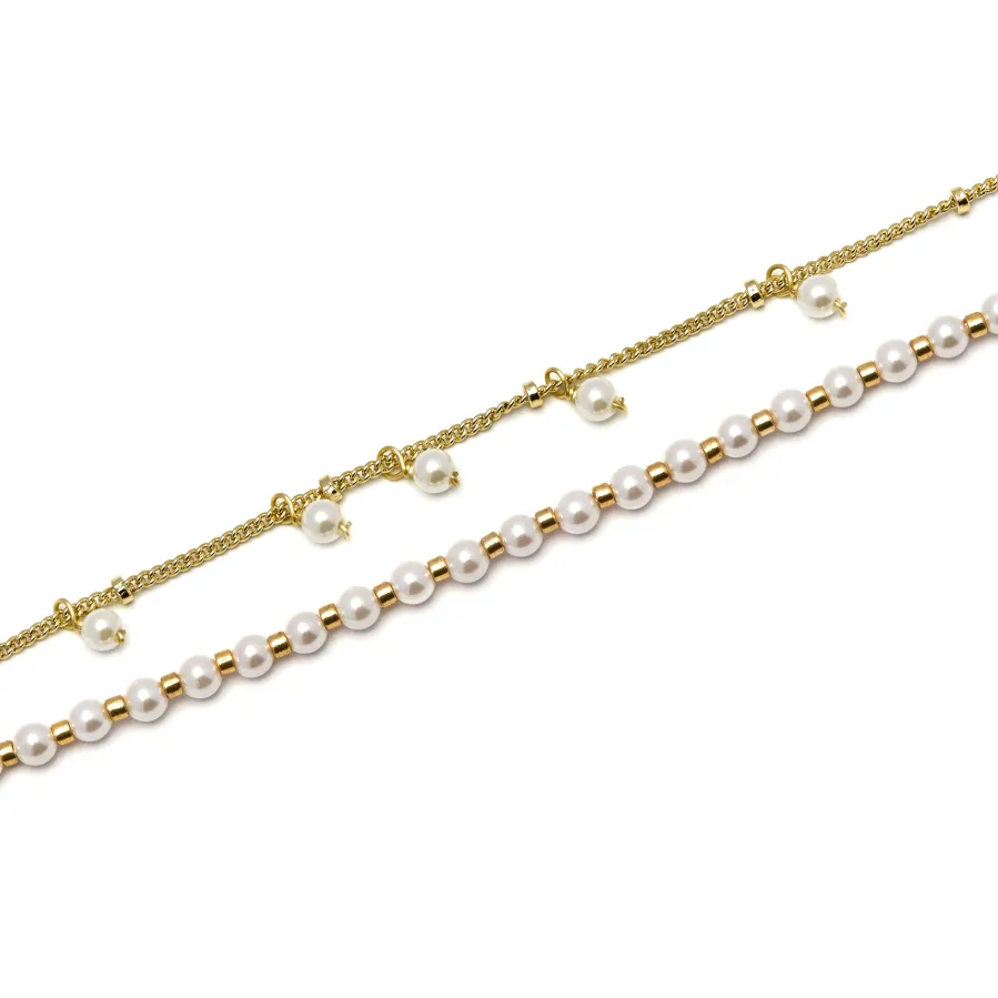 Pulsera de Perla Blanca acabada en oro amarillo 18K - Subri