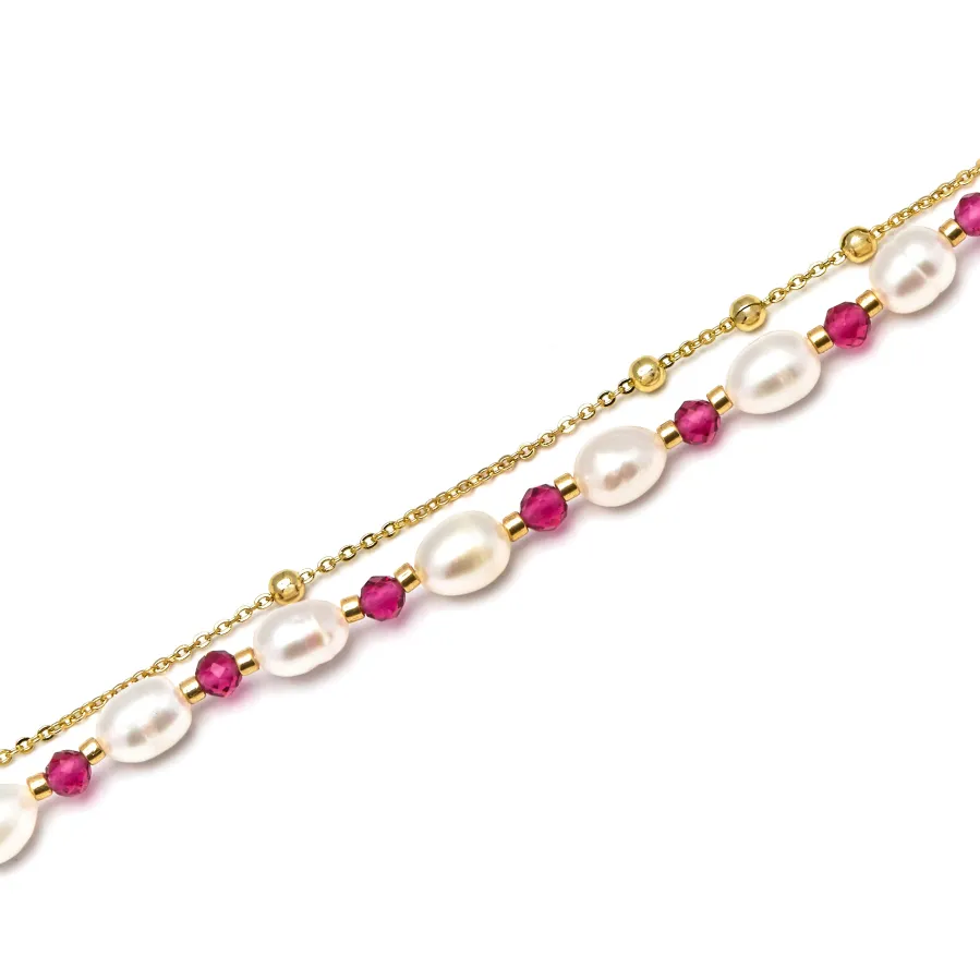 Pulsera de Perla Blanca acabada en oro amarillo 18K - Zawind