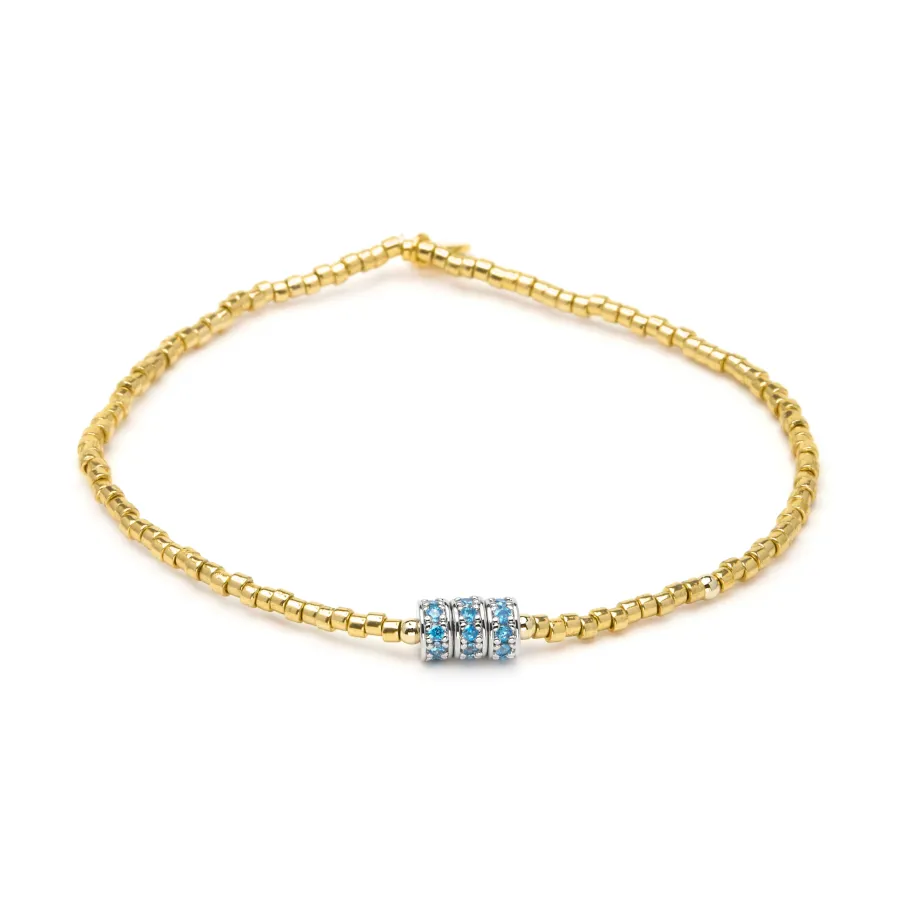 Pulsera de Plata de Ley 925 y Circonita Topacio Azul acabado en oro amarillo 18k - Alsion