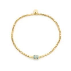 Pulsera de Plata de Ley 925 y Circonita Topacio Azul acabado en oro amarillo 18k - Alsion
