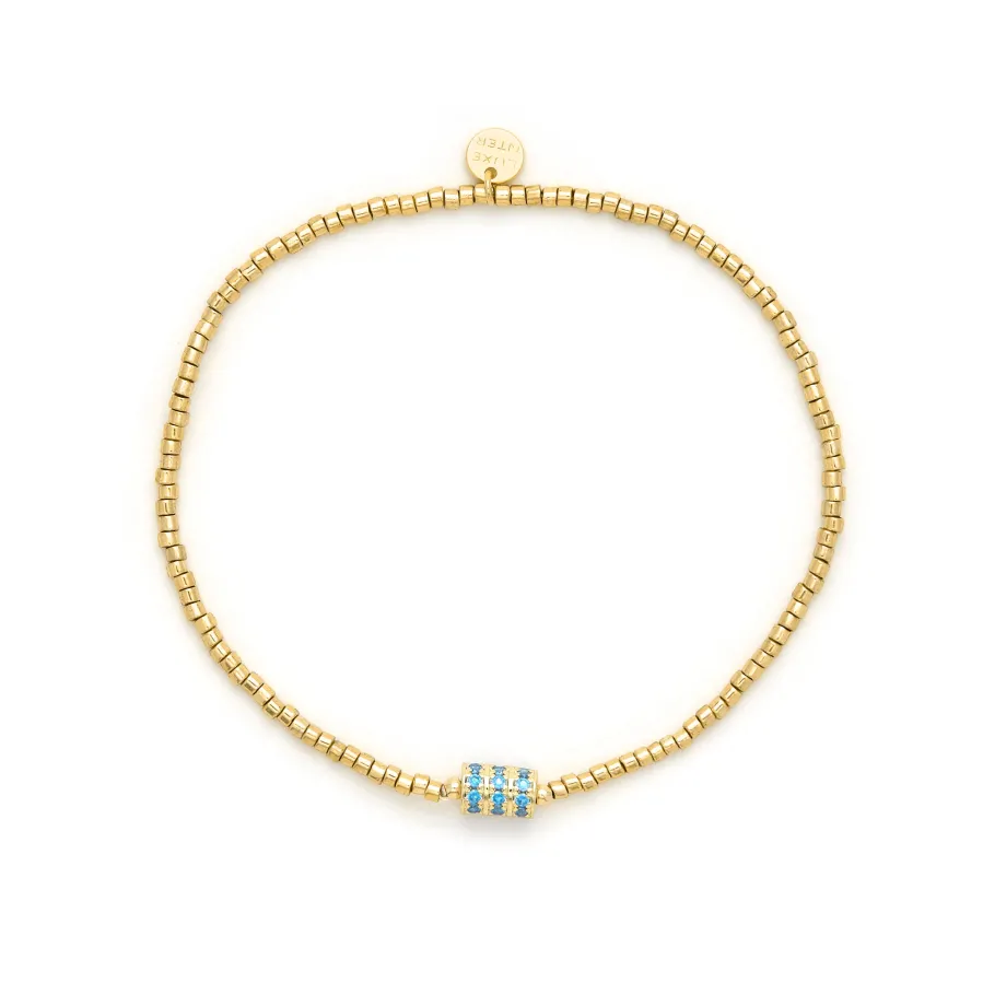 Pulsera de Plata de Ley 925 y Circonita Topacio Azul acabado en oro amarillo 18k - Alsion