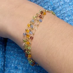 Pulsera de Plata de Ley 925 y Cristal Multicolor acabado oro amarillo de 18k - Goben