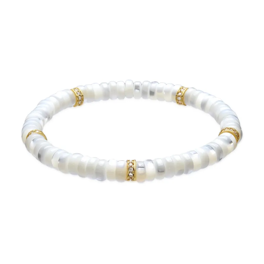 Pulsera de Plata de Ley 925 y Madreperla Blanca acabado oro amarillo de 18k - Landir