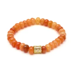 Pulsera de Plata de Ley 925 y Aventurina Naranja acabado en oro amarillo 18k - Overon