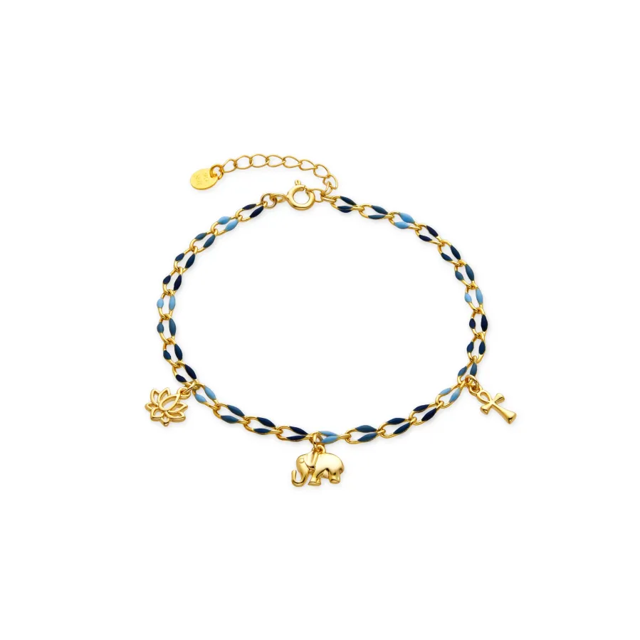 Pulsera de Plata de Ley 925 y Lacado Azul acabado oro 18k - Shione