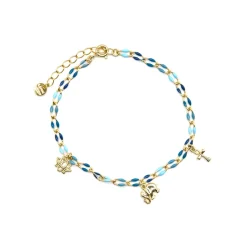 Pulsera de Plata de Ley 925 y Lacado Azul acabado oro 18k - Shione