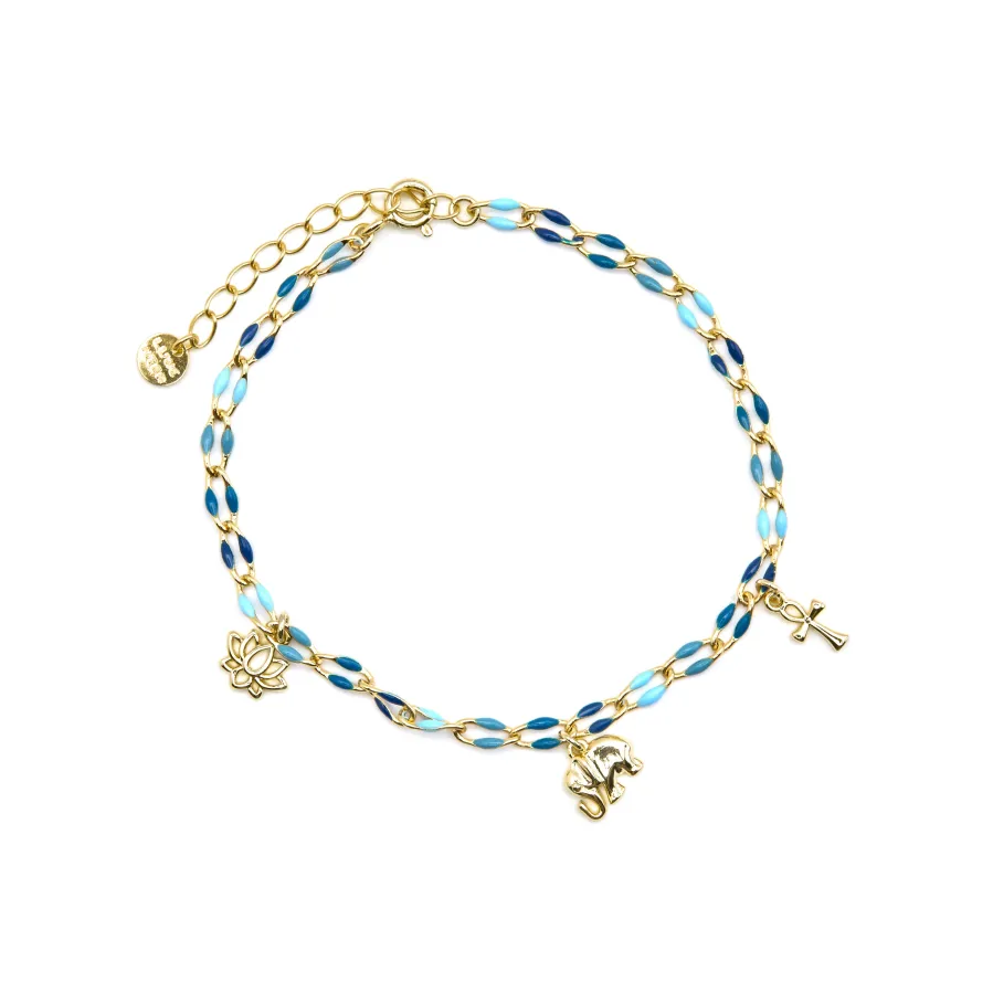 Pulsera de Plata de Ley 925 y Lacado Azul acabado oro 18k - Shione