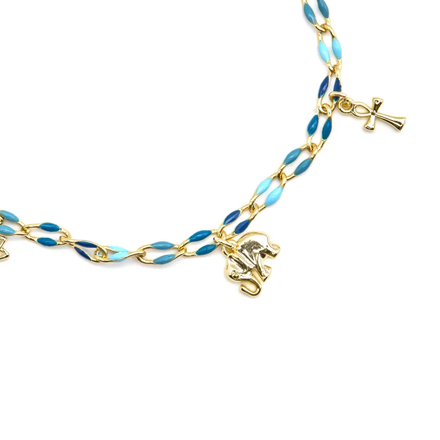 Pulsera de Plata de Ley 925 y Lacado Azul acabado oro 18k - Shione