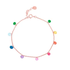 Pulsera de Plata de Ley 925 con Circonita Multicolor acabada en oro rosa 18K - Rolcon