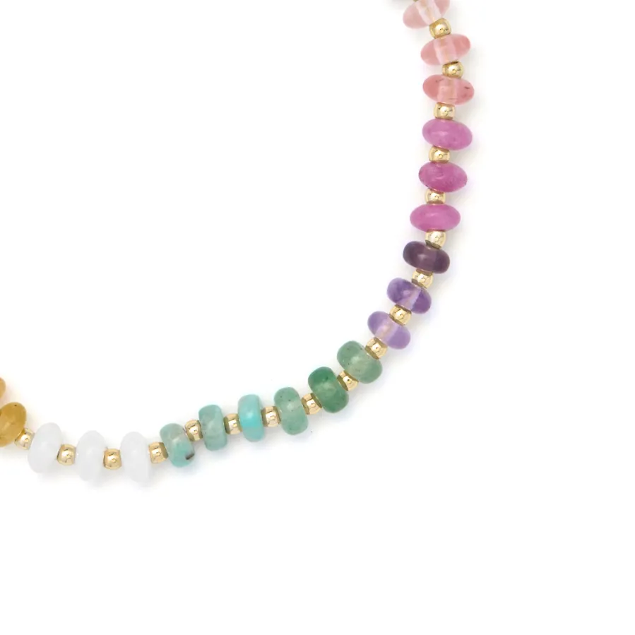 Pulsera de Plata de Ley 925 y Multicolor Piedra Natural acabado en oro amarillo de 18k - Uwa