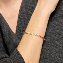 Pulsera de Plata de Ley 925 y Turmalina Multicolor acabado oro amarillo de 18k - Mama