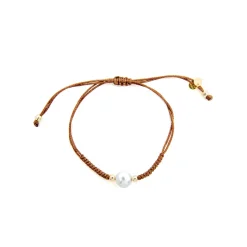 Pulsera de Plata de Ley 925 y Perla Blanca acabado oro amarillo de 18k - Yarul