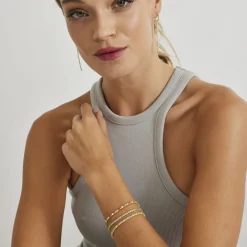 Pulsera de Plata de Ley 925 con Circonita Multicolor acabada en oro amarillo 18K - Tahu
