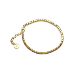 Pulsera de Plata de Ley 925 con Circonita Multicolor acabada en oro amarillo 18K - Tahu