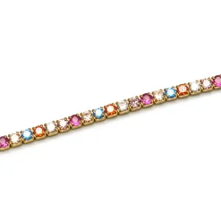 Pulsera de Plata de Ley 925 con Circonita Multicolor acabada en oro amarillo 18K - Tahu