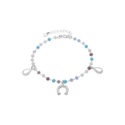 Pulsera de Plata de Ley 925 y Circonita Aguamarina acabado rodio - Neusne