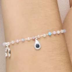 Pulsera de Plata de Ley 925 y Circonita Aguamarina acabado rodio - Neusne