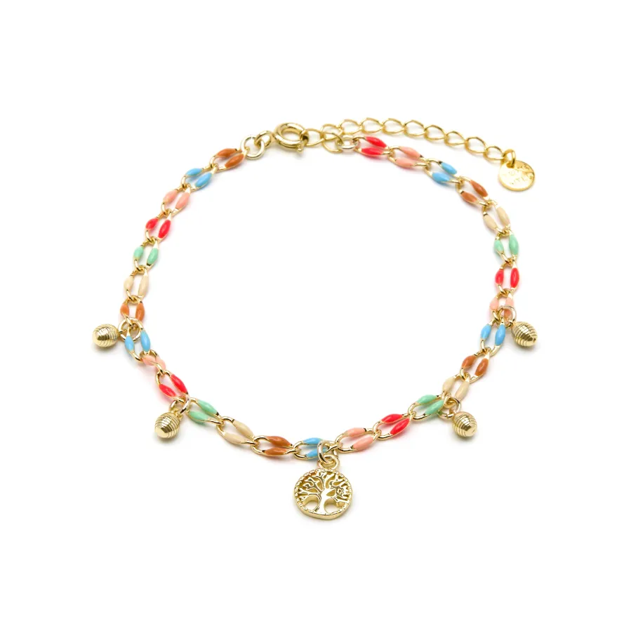 Pulsera de Plata de Ley 925 y Lacado Multicolor acabado oro amarillo de 18k - Ximue