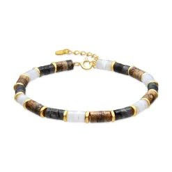 Pulsera de Plata de Ley 925 y Ojo de Tigre acabado oro amarillo de 18k - Gelmi