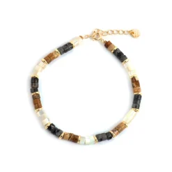 Pulsera de Plata de Ley 925 y Ojo de Tigre acabado oro amarillo de 18k - Gelmi