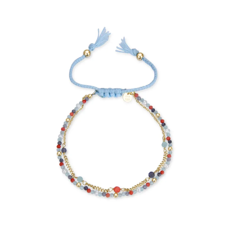 Pulsera de Plata de Ley 925 con Cuarzo Hidrotermal Verde Pastel acabada en oro amarillo 18K - Asvorg
