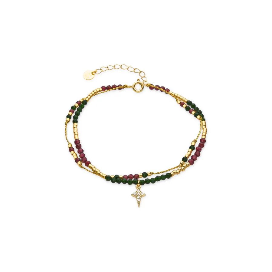 Pulsera de Plata de Ley 925 y Circonita Brillante acabado oro 18k - Mipur