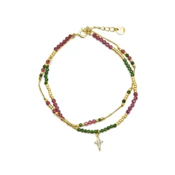 Pulsera de Plata de Ley 925 y Circonita Brillante acabado oro 18k - Mipur